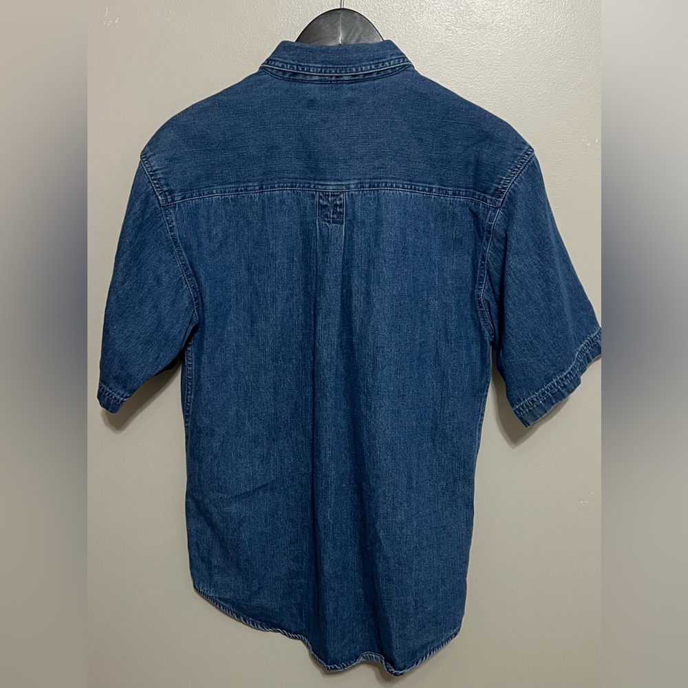 Faded Glory Vintage Blue Denim Button Down Short Sleeve Shirt Size Small - Picture 5 of 5